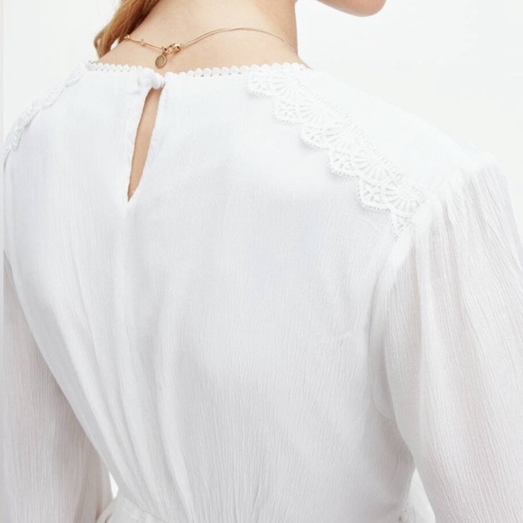 AllSaints Zora Dress Mini Tiered Lace Long Sleeve White 10 - Picture 4 of 12